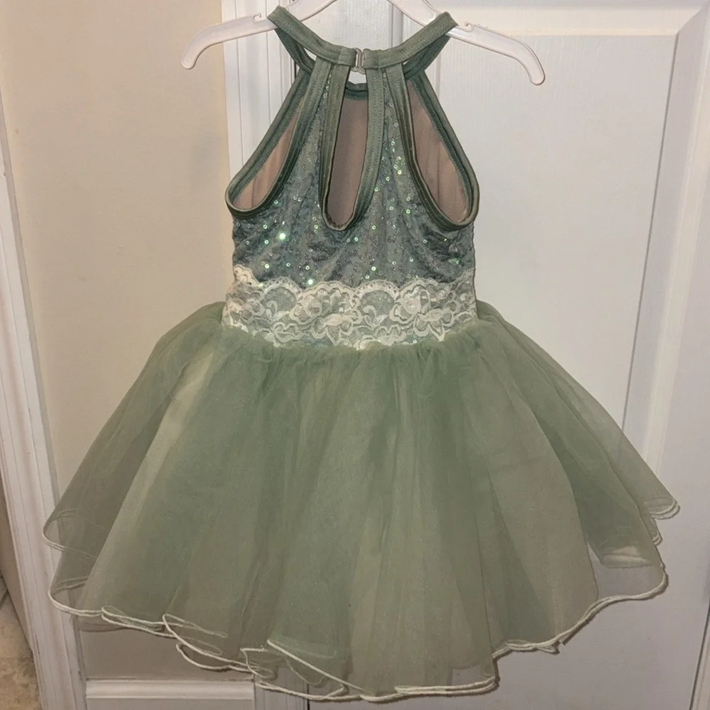 Girls Elegant Green Costume Dress